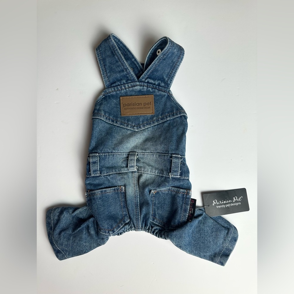 Parisian Pet Blue Denim Overalls for Dog Medium NWT